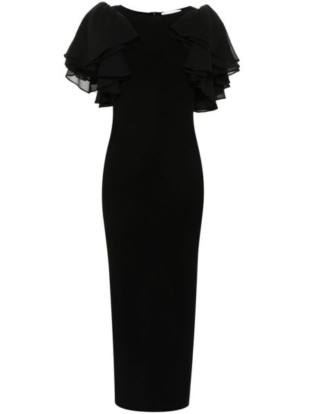 Midi haljina s volanima Chloé crna