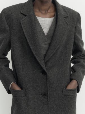 Пальто на пуговицах Massimo Dutti серое