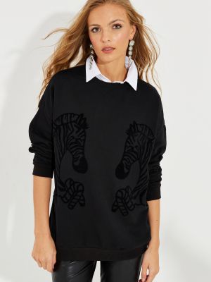 Raštuotas džemperis su zebro raštu Cool & Sexy juoda