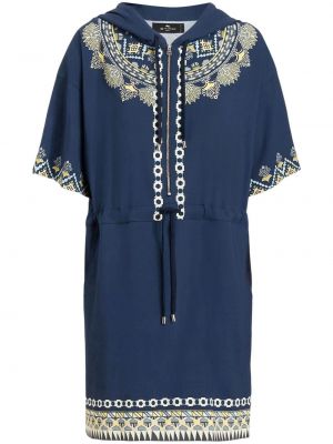 Kleid mit stickerei mit kapuze Etro blau