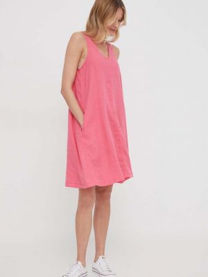 Lniana sukienka mini Mos Mosh różowa