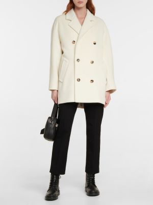 Kašmírový vlnený krátký kabát Max Mara biela