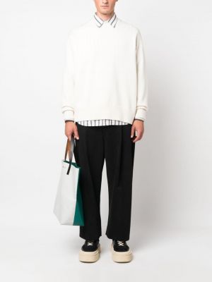 Kokvilnas džemperis merino ar apaļu kakla izgriezumu Studio Nicholson balts