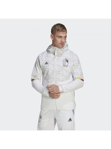 Bluza z kapturem na zamek Adidas biała