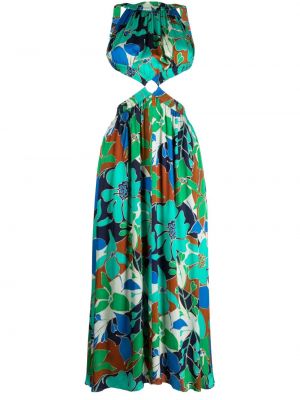 Sukienka midi w kwiatki z nadrukiem Cult Gaia zielona