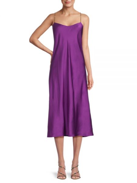 Атласное платье миди Ba&sh фиолетовое