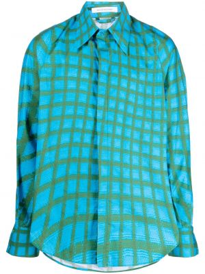 Bombažna srajca s potiskom z abstraktnimi vzorci Bianca Saunders modra