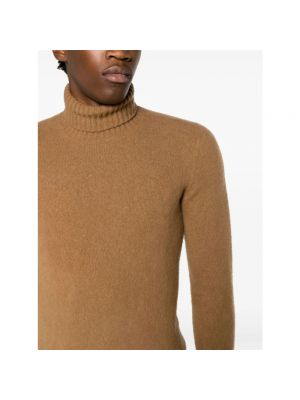 Jersey cuello alto de lana con cuello alto de tela jersey Drumohr marrón
