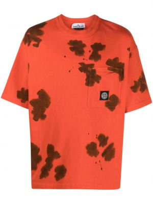 Памучна тениска с tie-dye ефект Stone Island оранжево