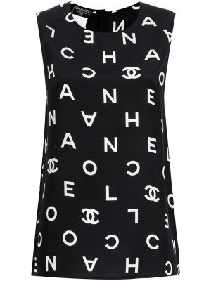 Top sin mangas con estampado Chanel Pre-owned negro