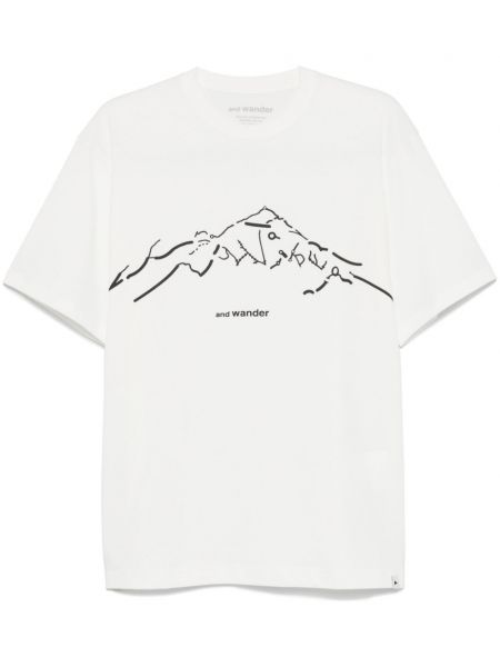 T-shirt med abstrakt print And Wander hvid