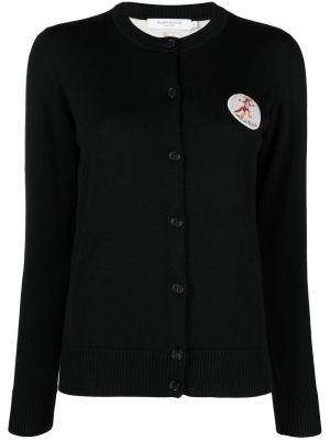 Długi sweter wełniane z długim rękawem z okrągłym dekoltem Maison Kitsune - сzarny