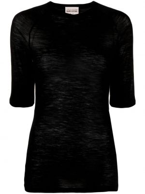 Vlněné tričko Semicouture černé