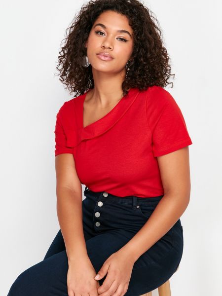 Bluză tricotate asimetrică Trendyol roșu