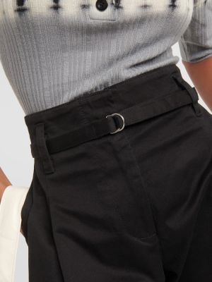 Bavlněné kalhoty s vysokým pasem relaxed fit Proenza Schouler černé