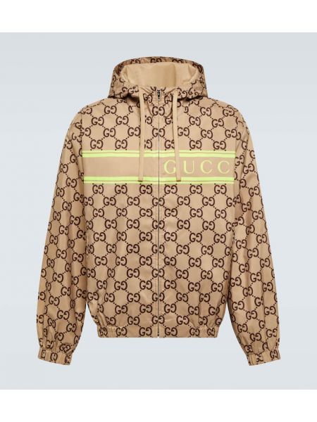 Raštuotas džemperis su gobtuvu Gucci smėlinė
