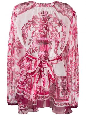 Chemisier en soie à imprimé Dolce & Gabbana rose
