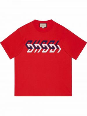 Тениска с принт Gucci червено