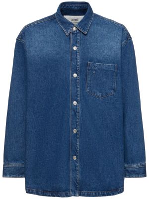 Džinsiniai marškiniai oversize Ami Paris mėlyna