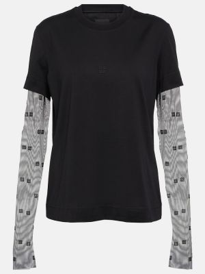 Džersis medvilninis marškinėliai iš tiulio Givenchy juoda