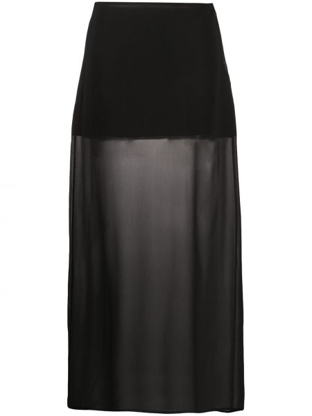 Průsvitné hedvábné dlouhá sukně Jil Sander Pre-owned - černá