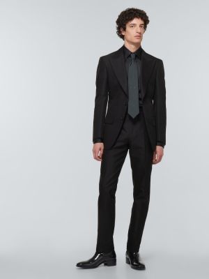 Jedwabny garnitur wełniany bawełniany Tom Ford czarny
