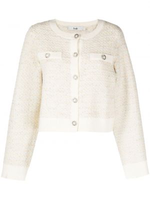 Tweed strickjacke mit geknöpfter B+ab weiß