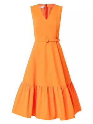 Платье миди с v-образным вырезом Akris Punto оранжевый