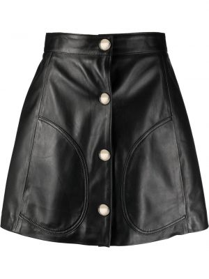 Kožená sukně s vysokým pasem Manokhi - černá