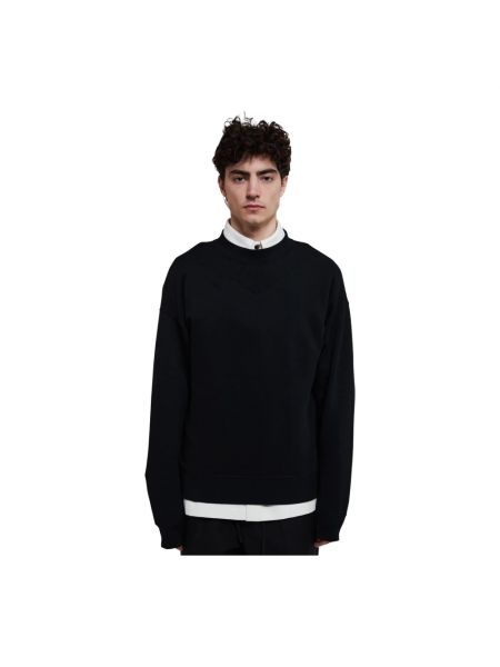 Bluza bawełniana z okrągłym dekoltem Jil Sander czarna