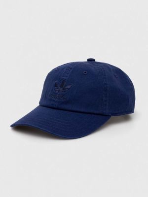 Памучна шапка с козирки с апликация Adidas Originals синьо