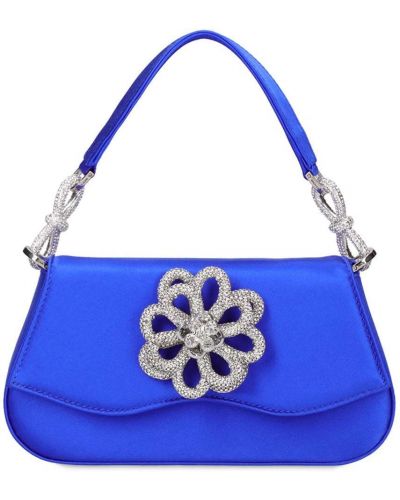 Kvetinová saténová taška Mach & Mach modrá