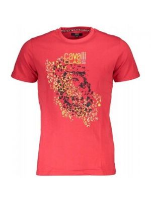 Czerwona koszulka z krótkim rękawem Roberto Cavalli