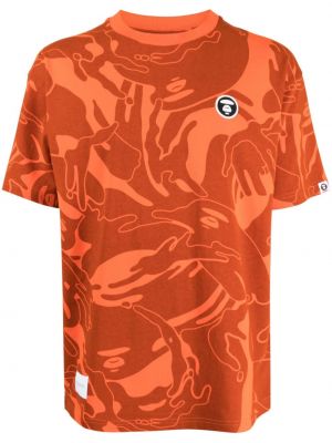 Tricou din bumbac cu imagine cu model camuflaj Aape By A Bathing Ape portocaliu