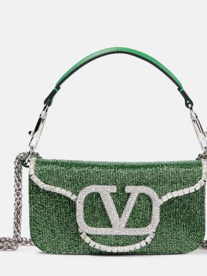 Τσάντα ώμου με χάντρες Valentino Garavani πράσινο