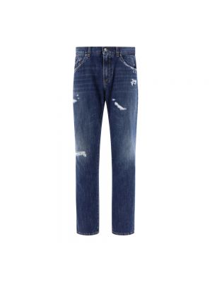 Straight leg jeans distressed Dolce & Gabbana blu