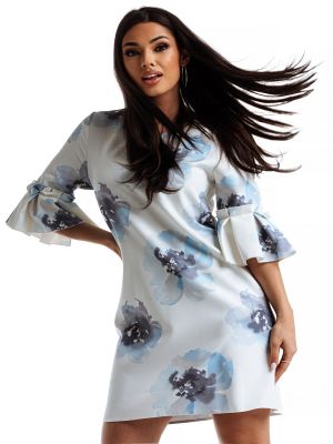 Obleka s cvetličnim vzorcem s potiskom La Diva modra