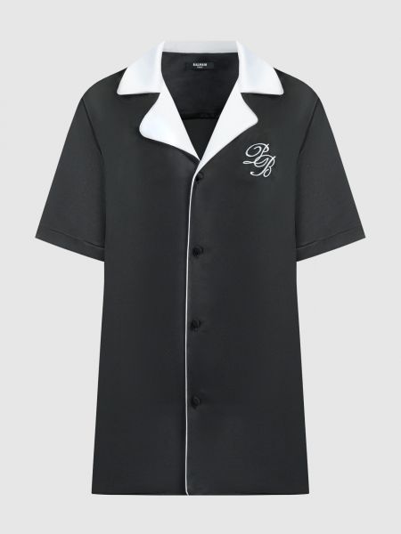 Блузка с вышивкой Balmain черная
