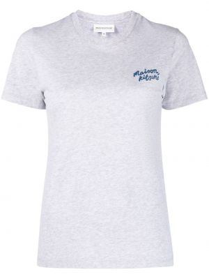 Kokvilnas t-krekls ar izšuvumiem Maison Kitsuné pelēks