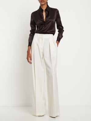 Relaxed вълнени панталон с висока талия Michael Kors Collection бяло