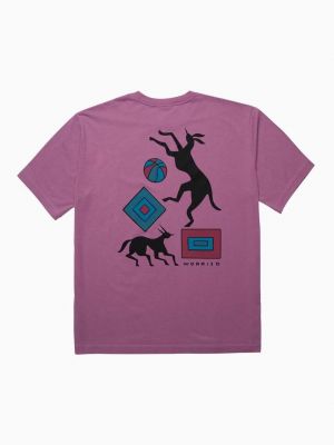 Bavlněné tričko s potiskem By Parra fialové