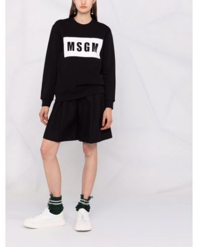 Kokvilnas džemperis ar apdruku Msgm melns