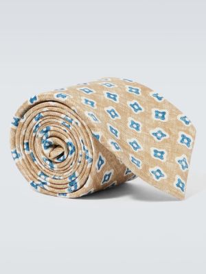 Cravată de mătase din jacard Kiton bej