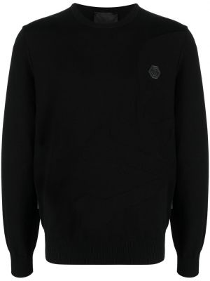 Dzianinowy sweter Philipp Plein czarny