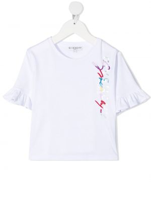 Bomull brodert t-skjorte for jenter Givenchy Kids hvit