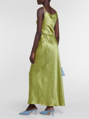 Saténové midi šaty Acne Studios zelené