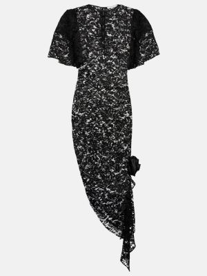 Mežģīņu asimetriska midi kleita Alessandra Rich melns