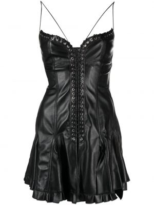 Коктейлна рокля с връзки с дантела Ludovic De Saint Sernin черно