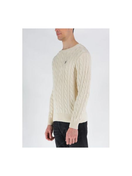 Sweter z okrągłym dekoltem pleciony Ralph Lauren beżowy