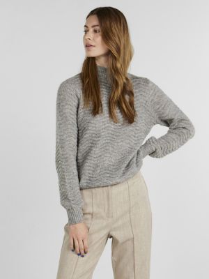 Женский пуловер с длинными рукавами Yas серый